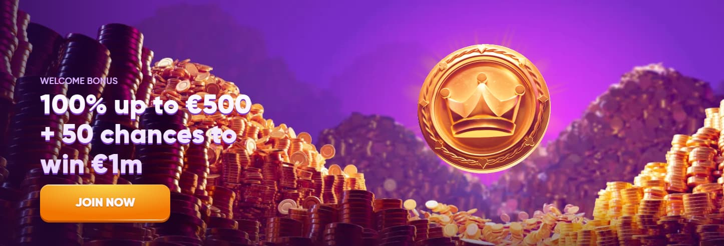 Banner za bonus dobrodošlice na početnoj stranici Kingmaker casina.